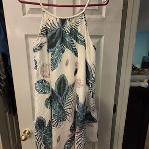 Indigo Soul palm Tree Dress Leaf Print Small
